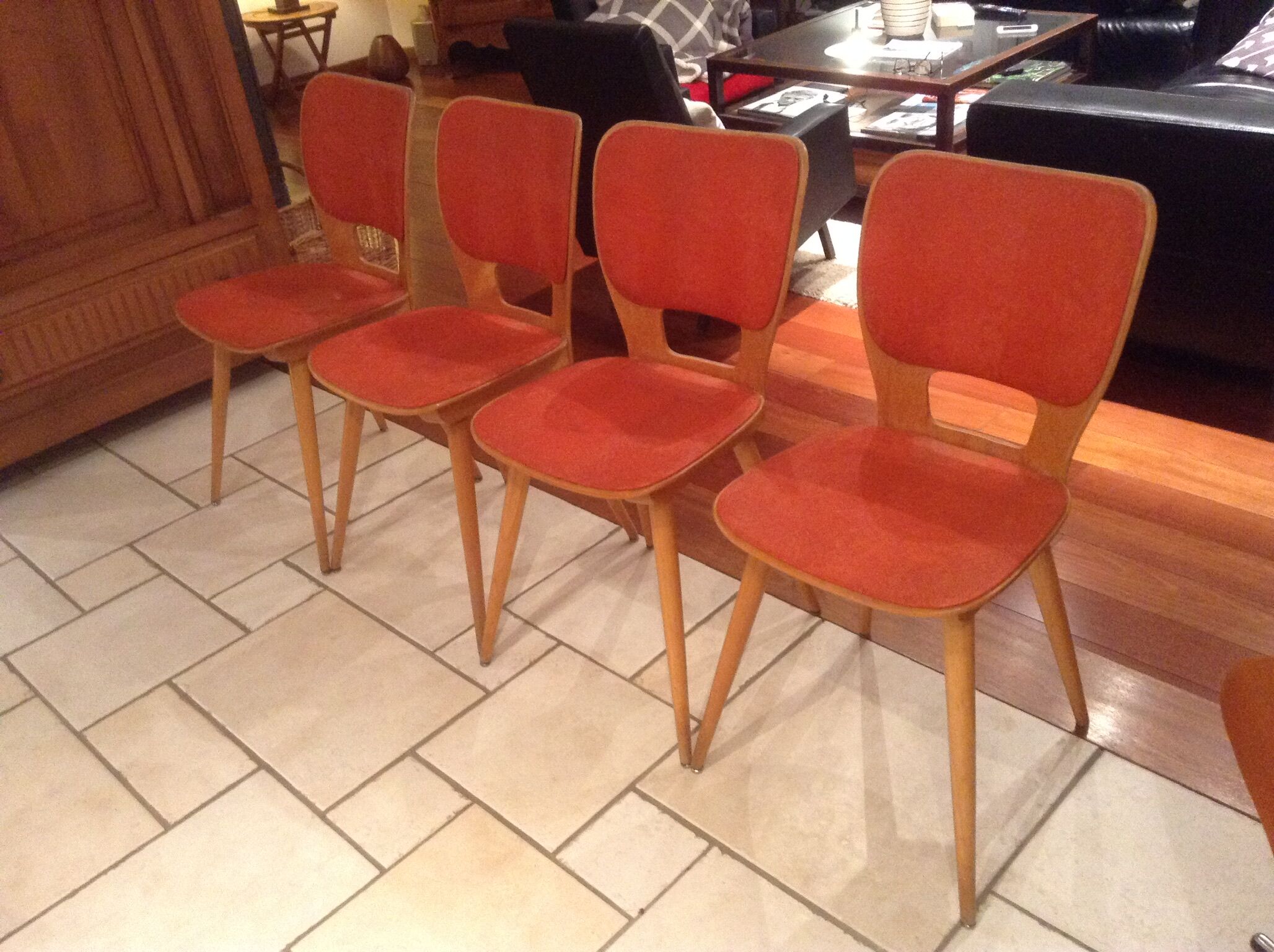 Suite de 4 chaises Baumann bistrot vintage