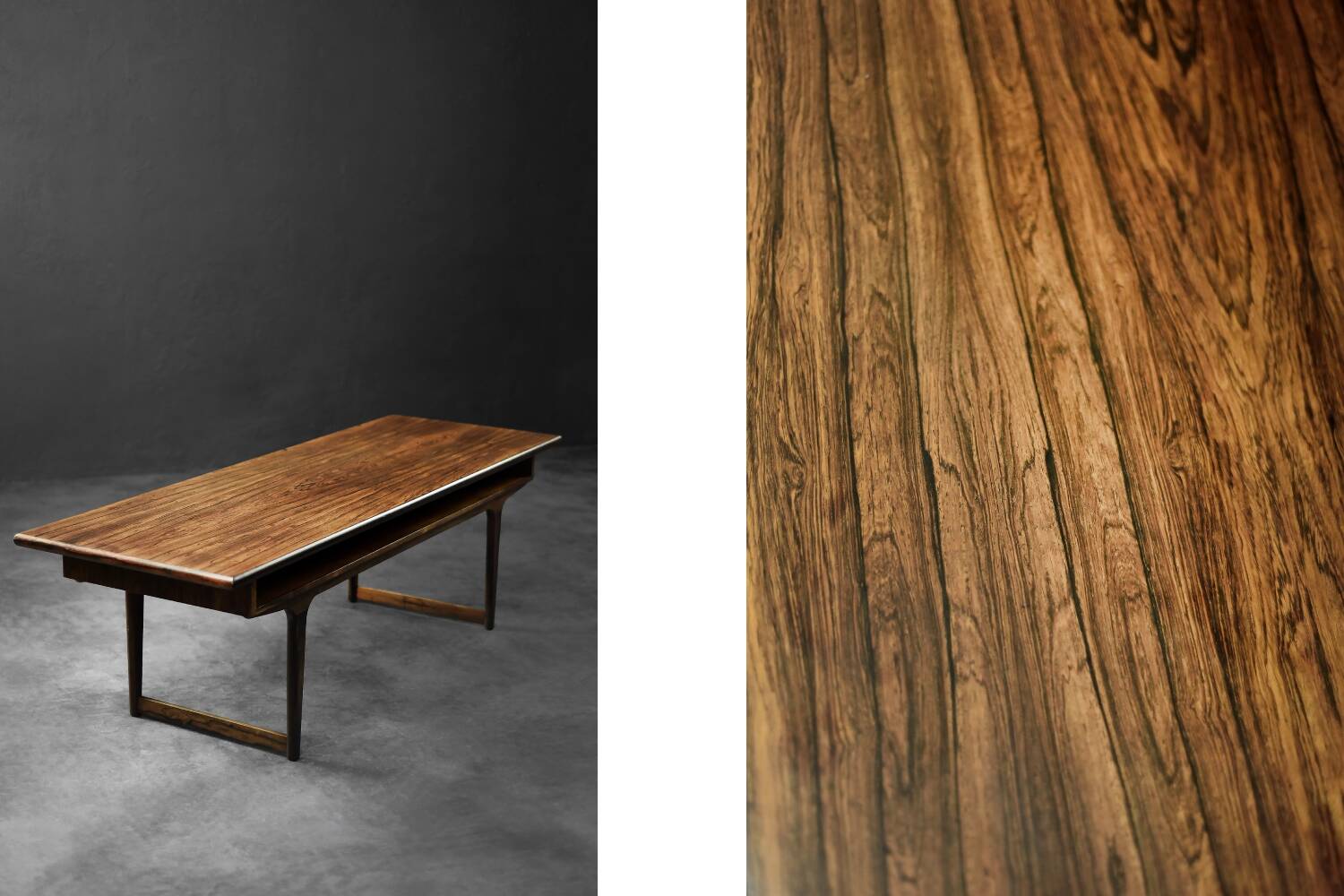 Vintage Mid-Century Modern Danish Rosewood Coffee Table with Shelf, 1960s