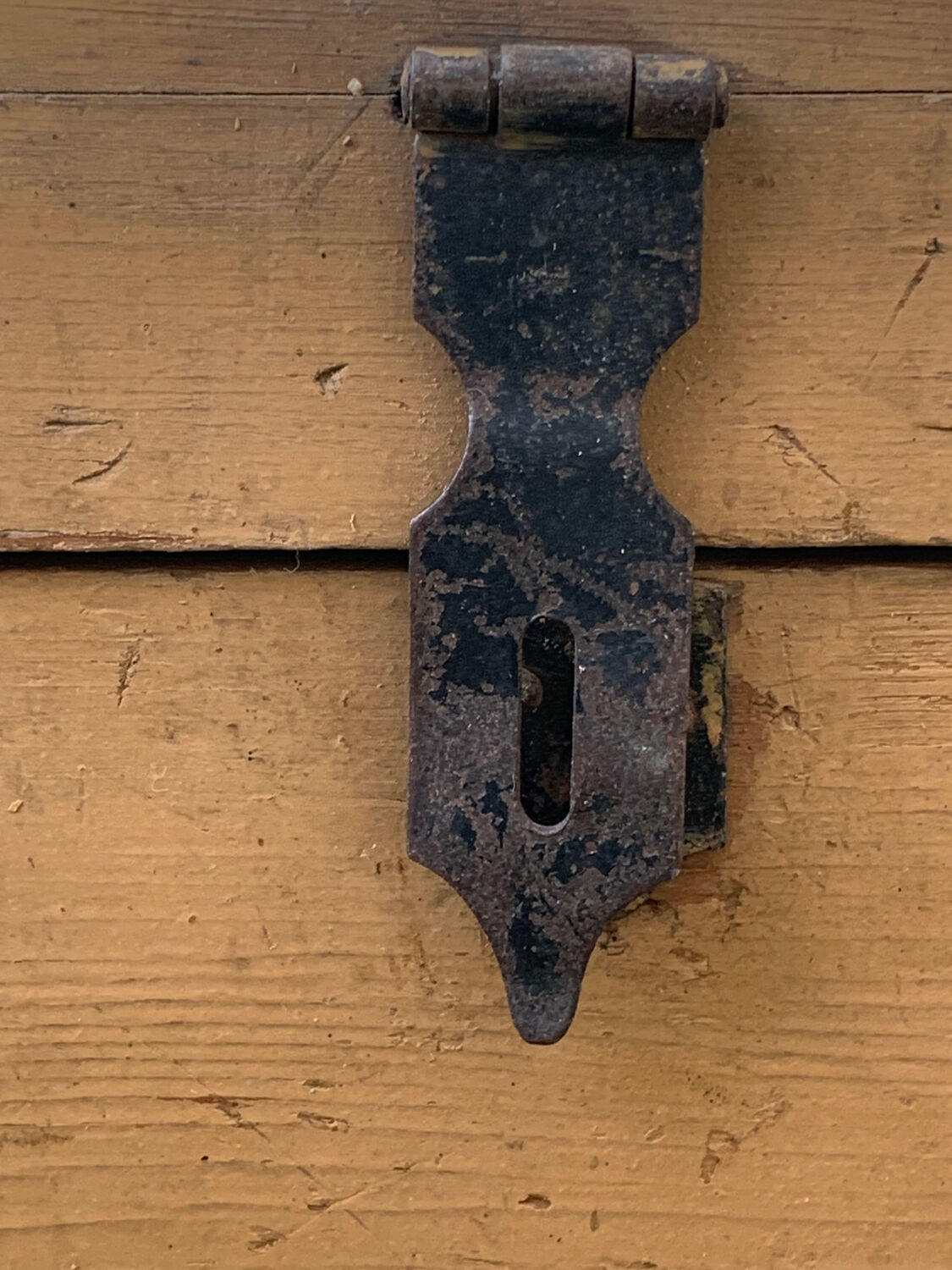 Wooden chest yellow patina