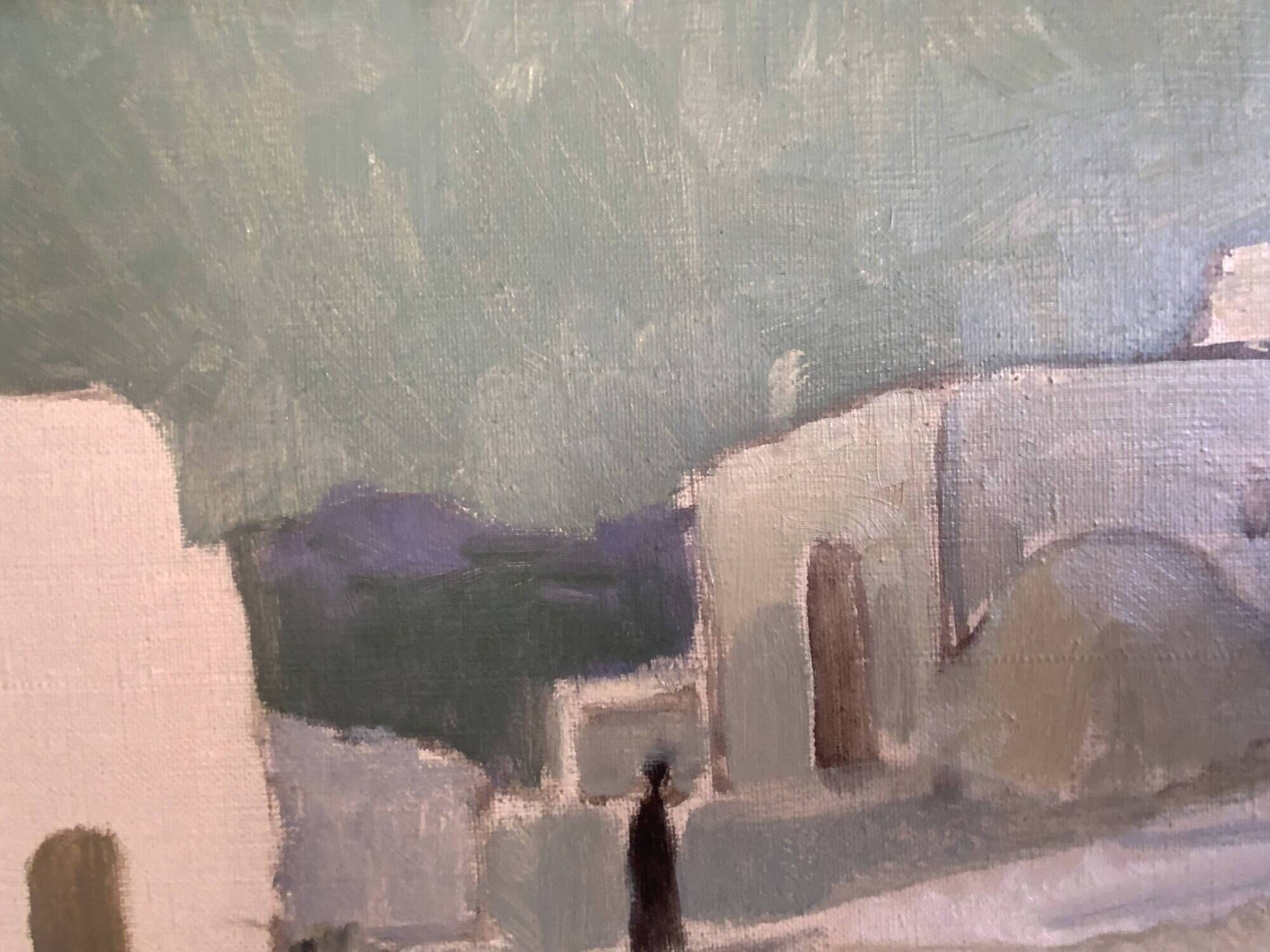 Vintage Swedish modernist oil on canvas "Ibiza" by Uno Bornemark 1953
