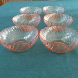 Series of 6 cups in pink glass France