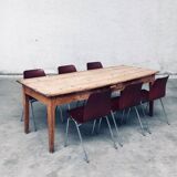 French Country Design Pine Dining Table with Drawer, France, 1930s