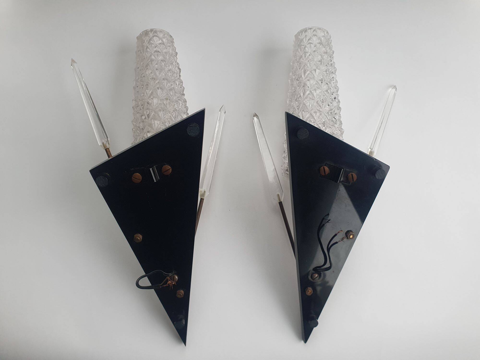 Pair of antique tulip arrow wall sconces