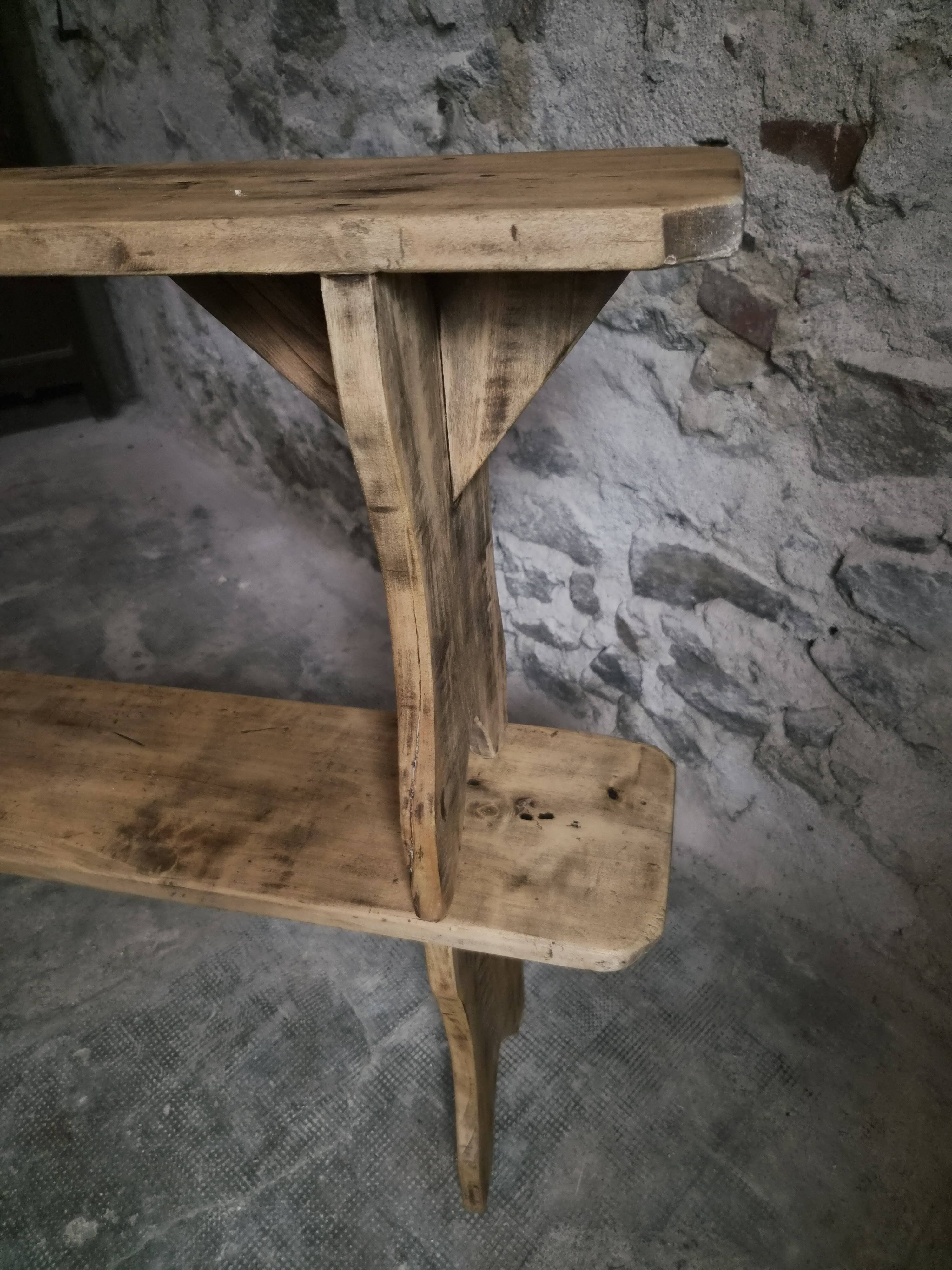 Ensemble de deux bancs vintage en bois de peuplier, 1920–1950