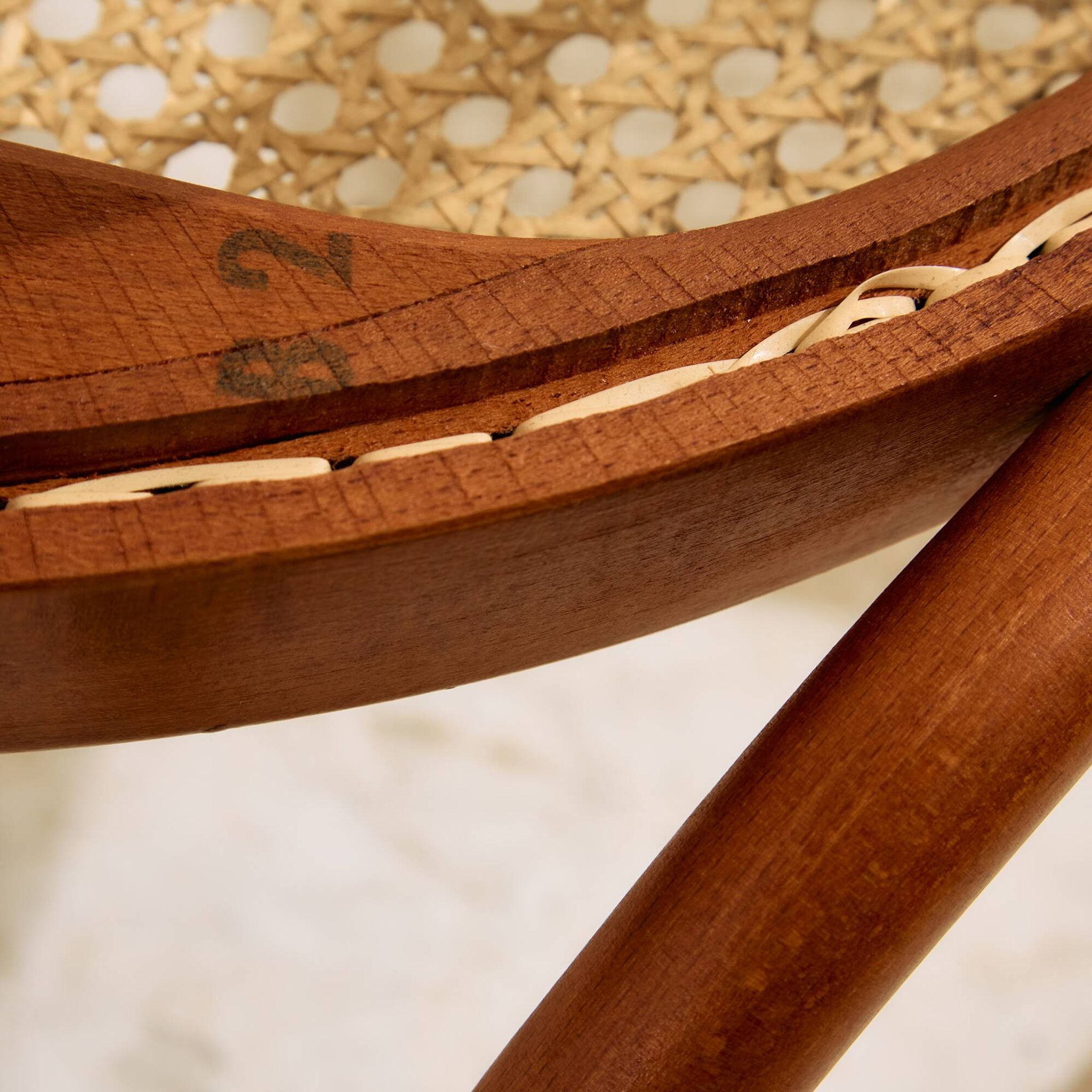 Fauteuil en hêtre et rotin