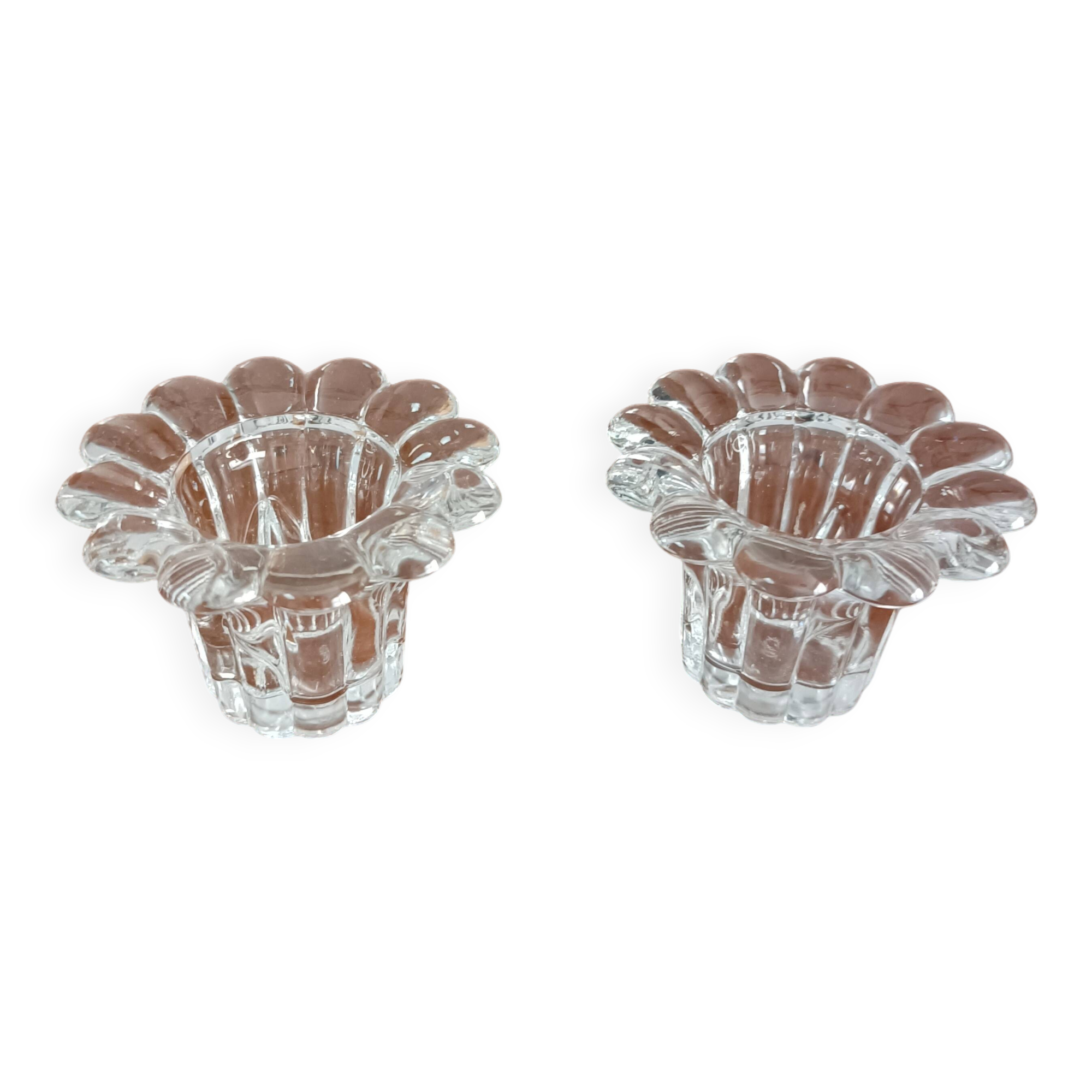 Set of 2 glass candle holders