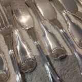 11 fish cutlery 23p silver plated metal goldsmith Cailar Bayard shell