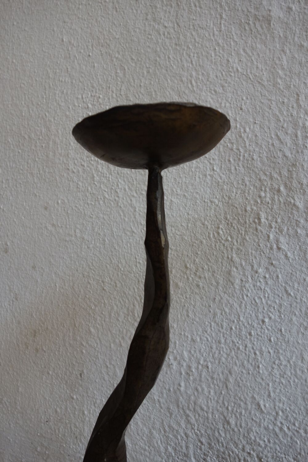 Brutalist wrought iron candle holder