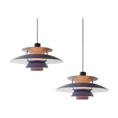 Pair of vintage suspensions pH5 purple Poul Henningsen Louis Poulsen