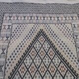 Tapis blanc multicolore fait main en pure laine
