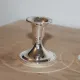 Pair of small silver candle holders with beaded borders – With Boursault box – H 7 cm