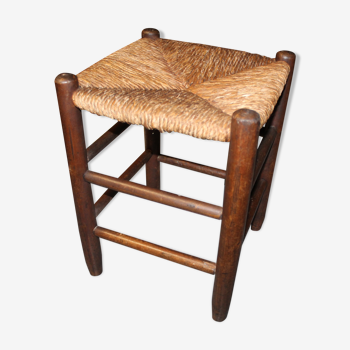 Tabouret rustique paillé