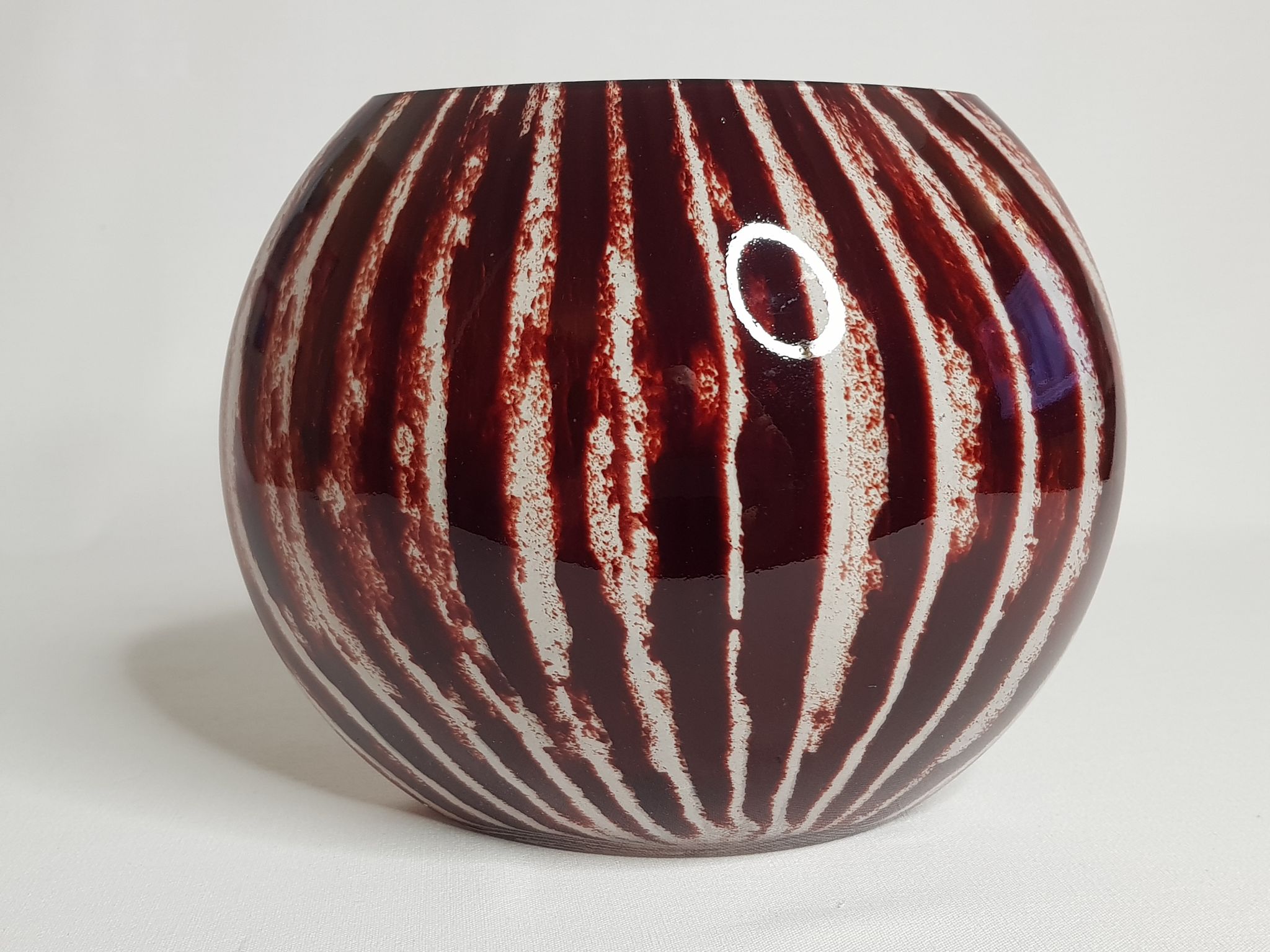 Vintage zebra vase, Soisy art glassware on school