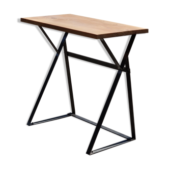 Cedar and metal desk