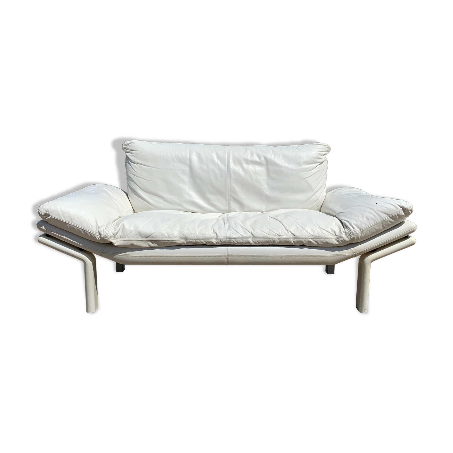 Danish Komfort white leather sofa