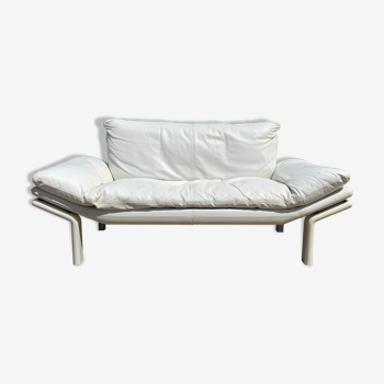 Danish Komfort white leather sofa