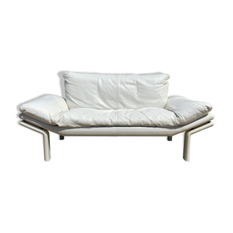 Danish Komfort white leather sofa