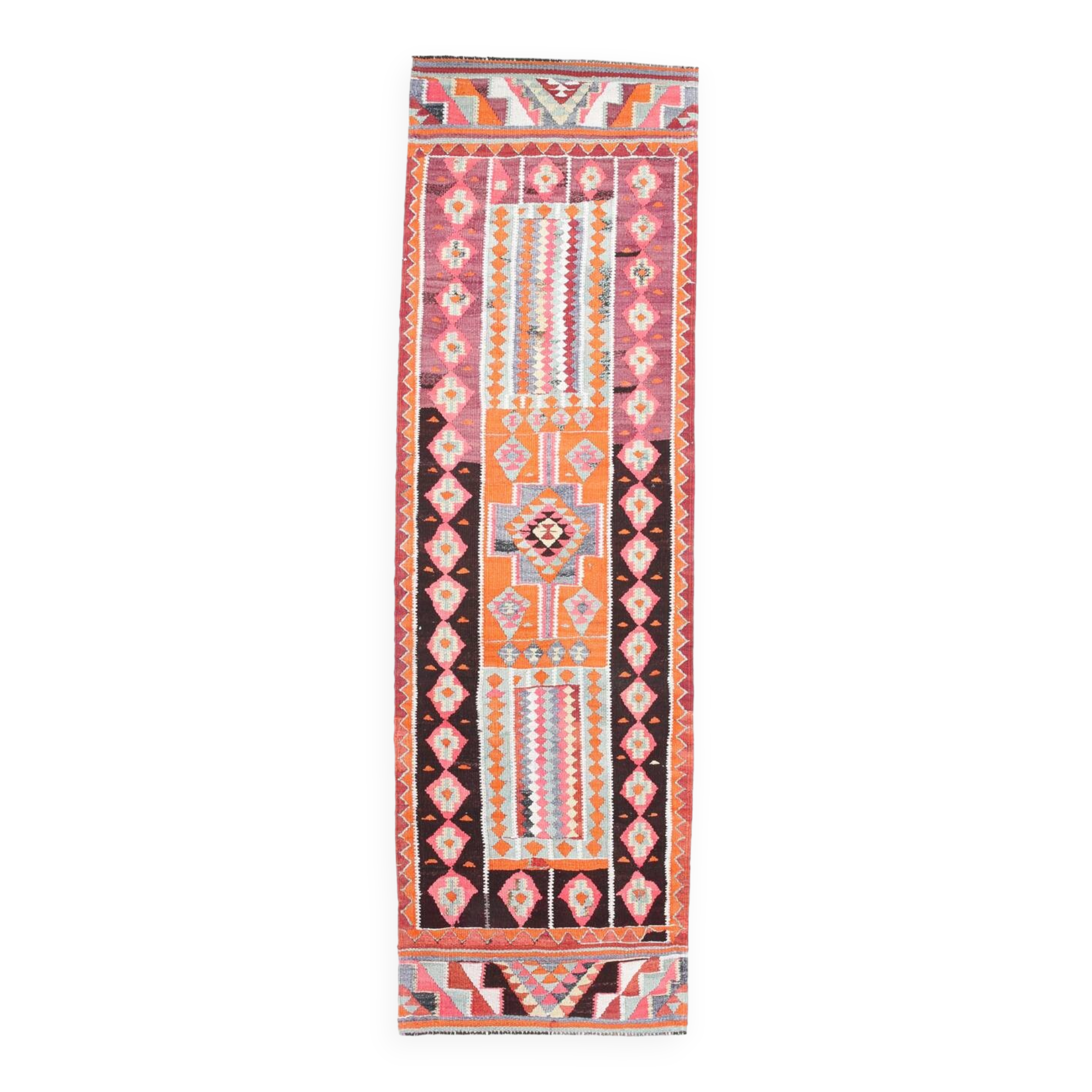Pink Vintage Kilim Runner Rug, 95x325Cm
