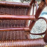 Vintage 70s varnished rattan magazine rack