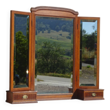 Ancien miroir triptyque en chêne