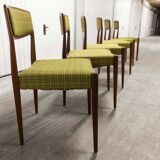Lot of 6 teak and fabric chairs