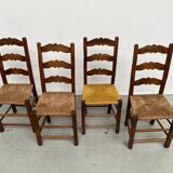 Rustic handcrafted oak chairs 1900