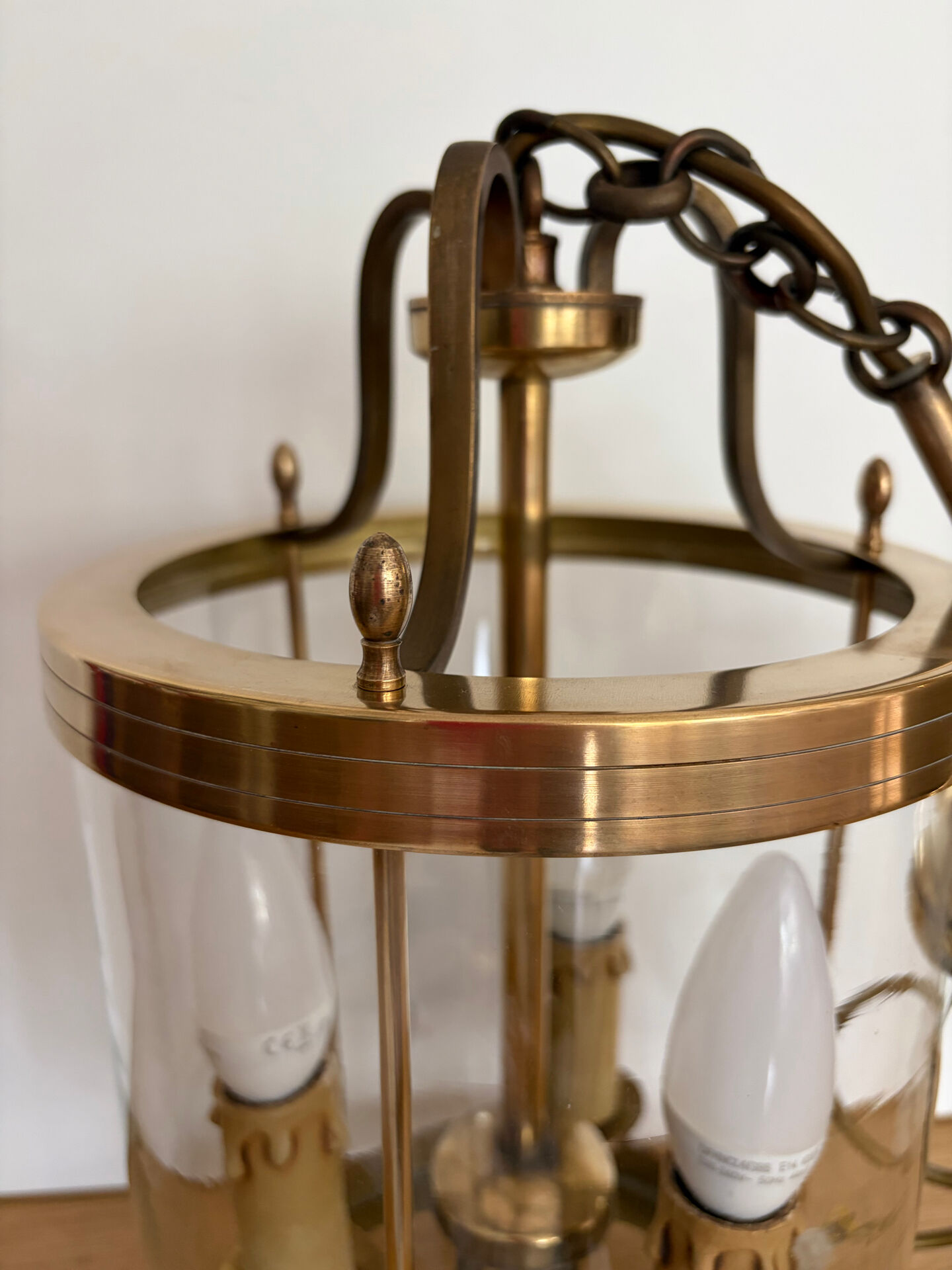 Brass and glass pendant light