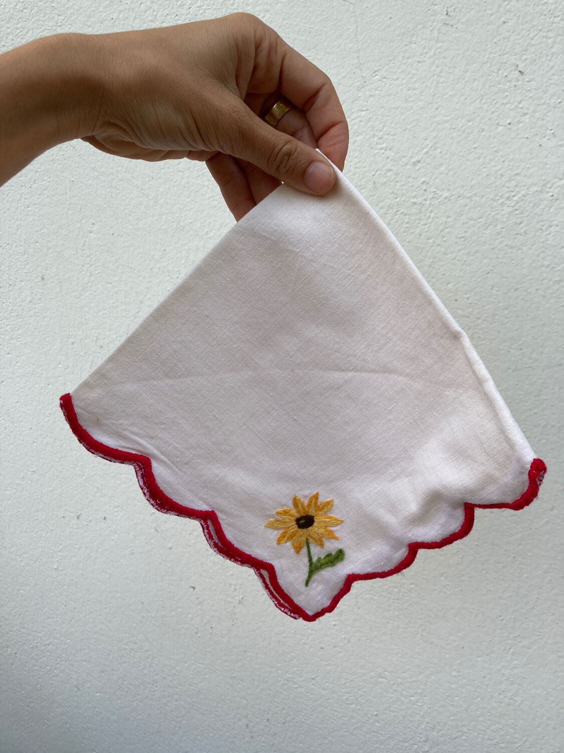 12 antique hand-embroidered linen napkins