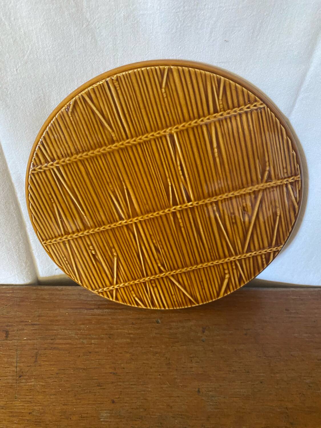 Antique Trivet GIEN Creation VAL D’OR Ceramic Straw Decor Fran