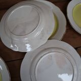 Lot de 8 assiettes plates KG Lunéville jaune et blanche