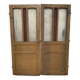 Double glass and patinated fir passage doors, 20th century