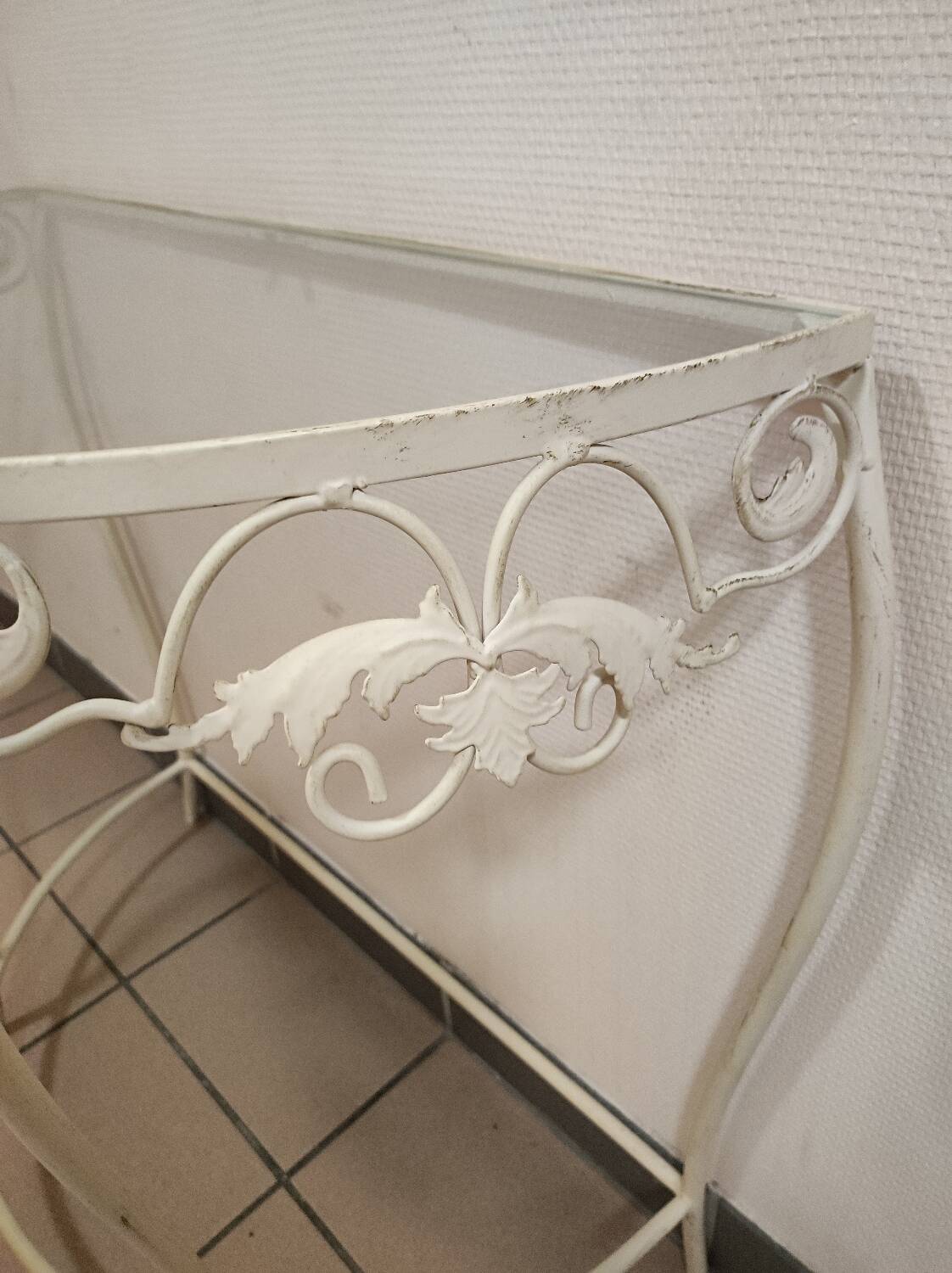 Wrought iron half-moon console