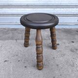 Turned wooden tripod stool