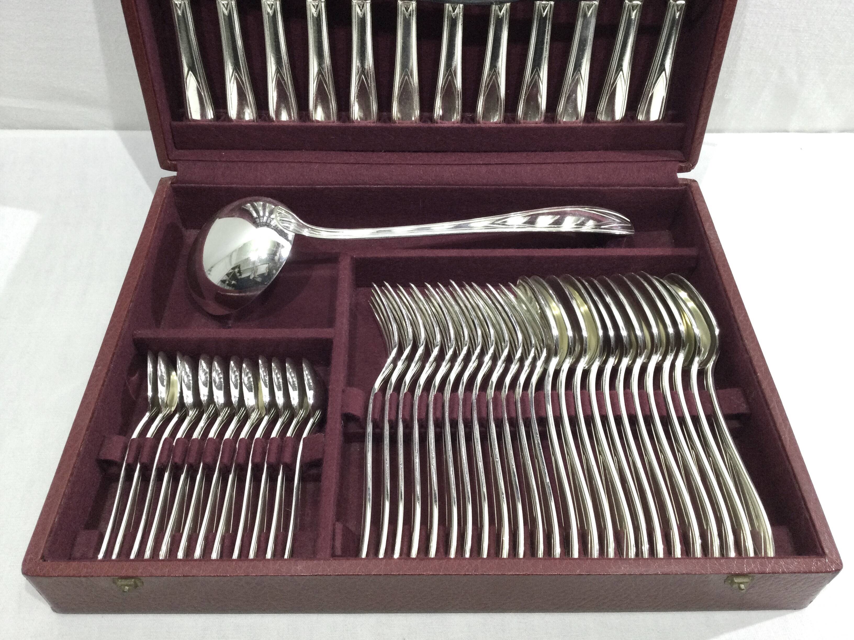 SFAM - Cutlery set 49 pieces Art Deco Silver Metal