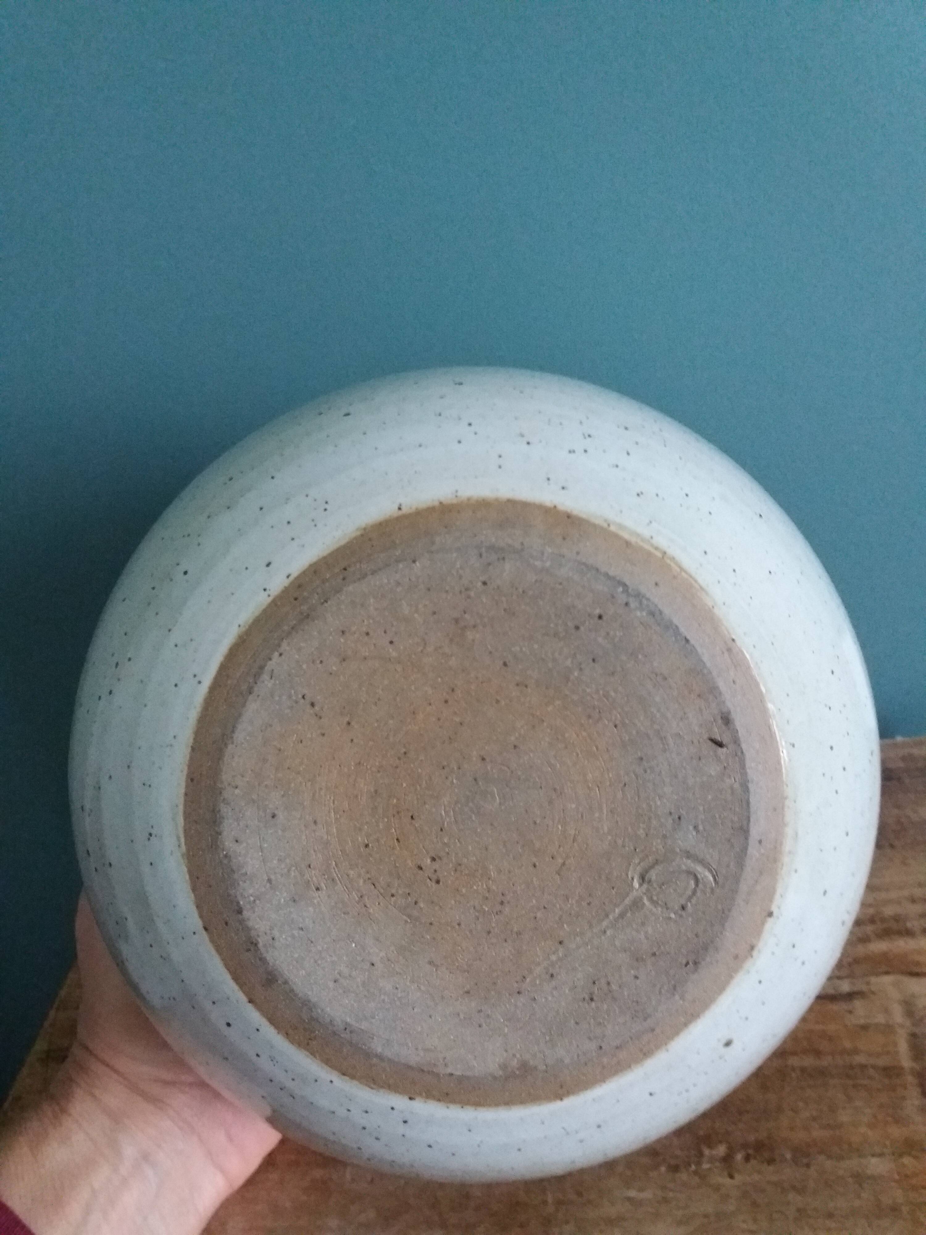 Signed glazed stoneware ball planter