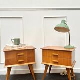 Pair of bedside tables with compass legs
