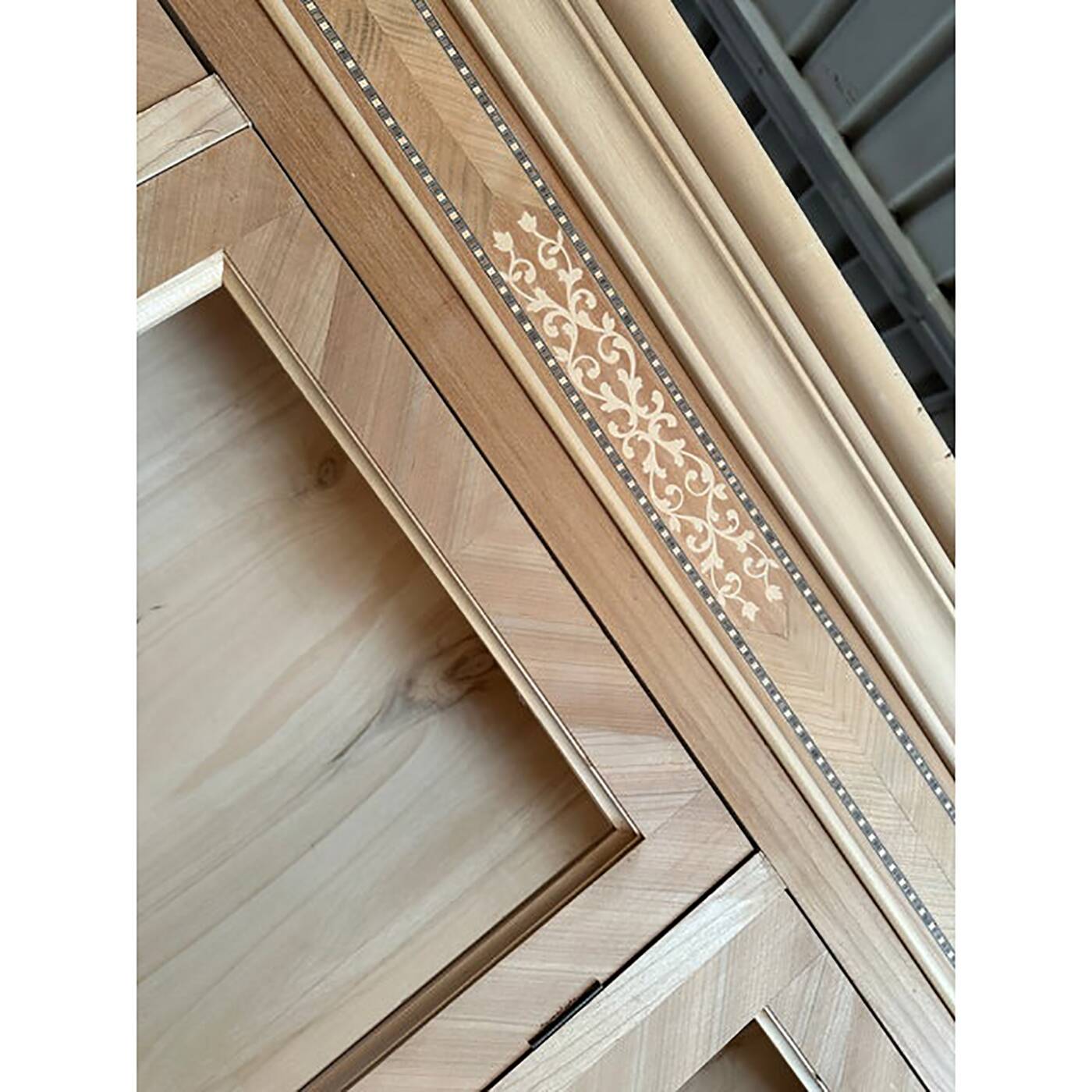 Walnut Cupboard With Cherry Inlays in Natural Raw Wood