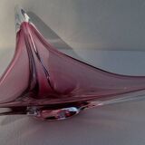 Triangular blown glass centerpiece