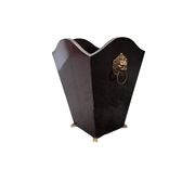 Antique French Mahogany paper Bin With Lion Heads, late 1800s