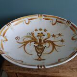 Keraluc Quimper oval flat salad bowl signed Yvonne Pennec