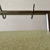 Large vintage wall-mounted coat rack in green Formica and chrome metal