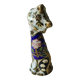 Chinese cat figurine in bronze / brass enamel cloisonné. floral motifs, gold inclusions