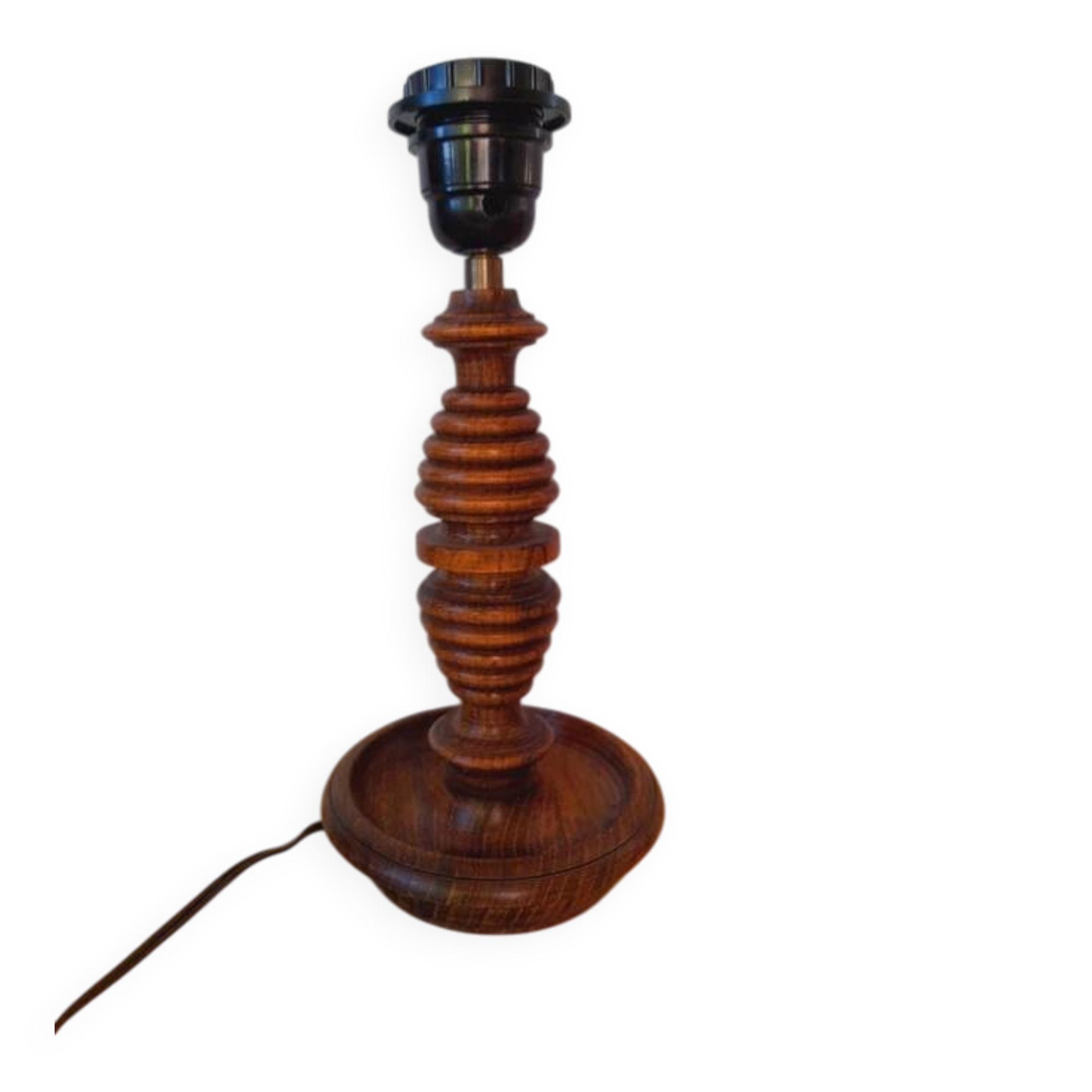 Turned wooden lamp base, 1970