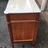 Louis XVI accajou chest of drawers and white marble