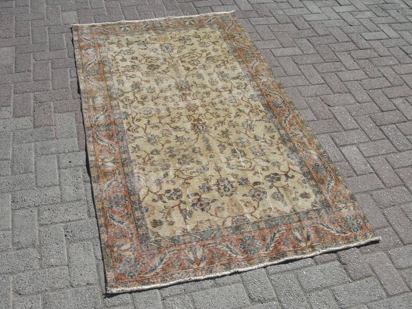 4x6 Turkish handwoven area kilim rug, Turkish wool rug