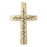 Jeanne Leveque ceramic crucifix, religious cross, wall decoration