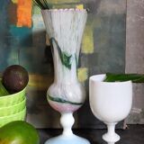 Vintage white opaline vase-cup 16.5 cm
