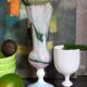Vintage white opaline vase-cup 16.5 cm