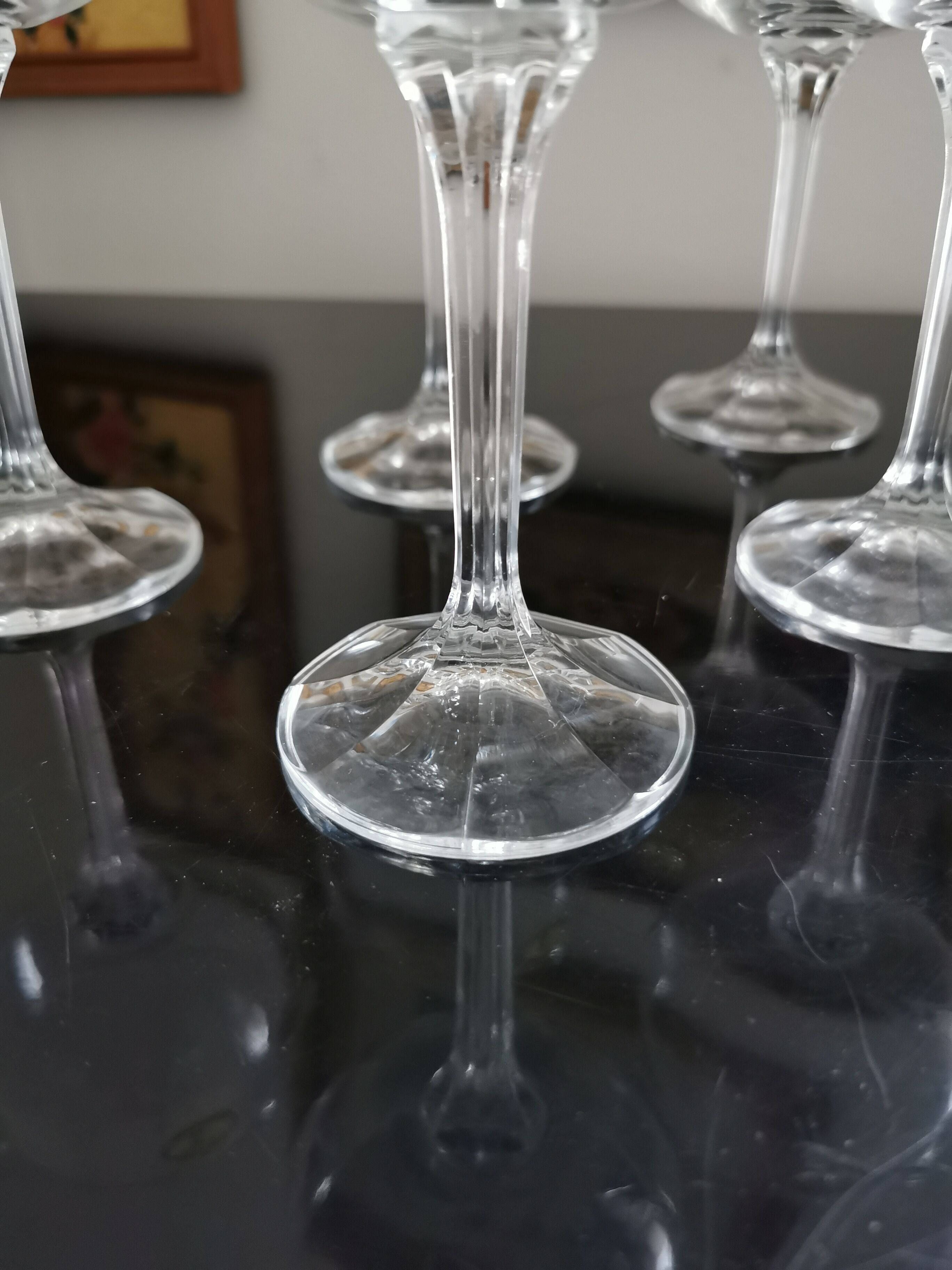 6 bohemian crystal champagne glasses