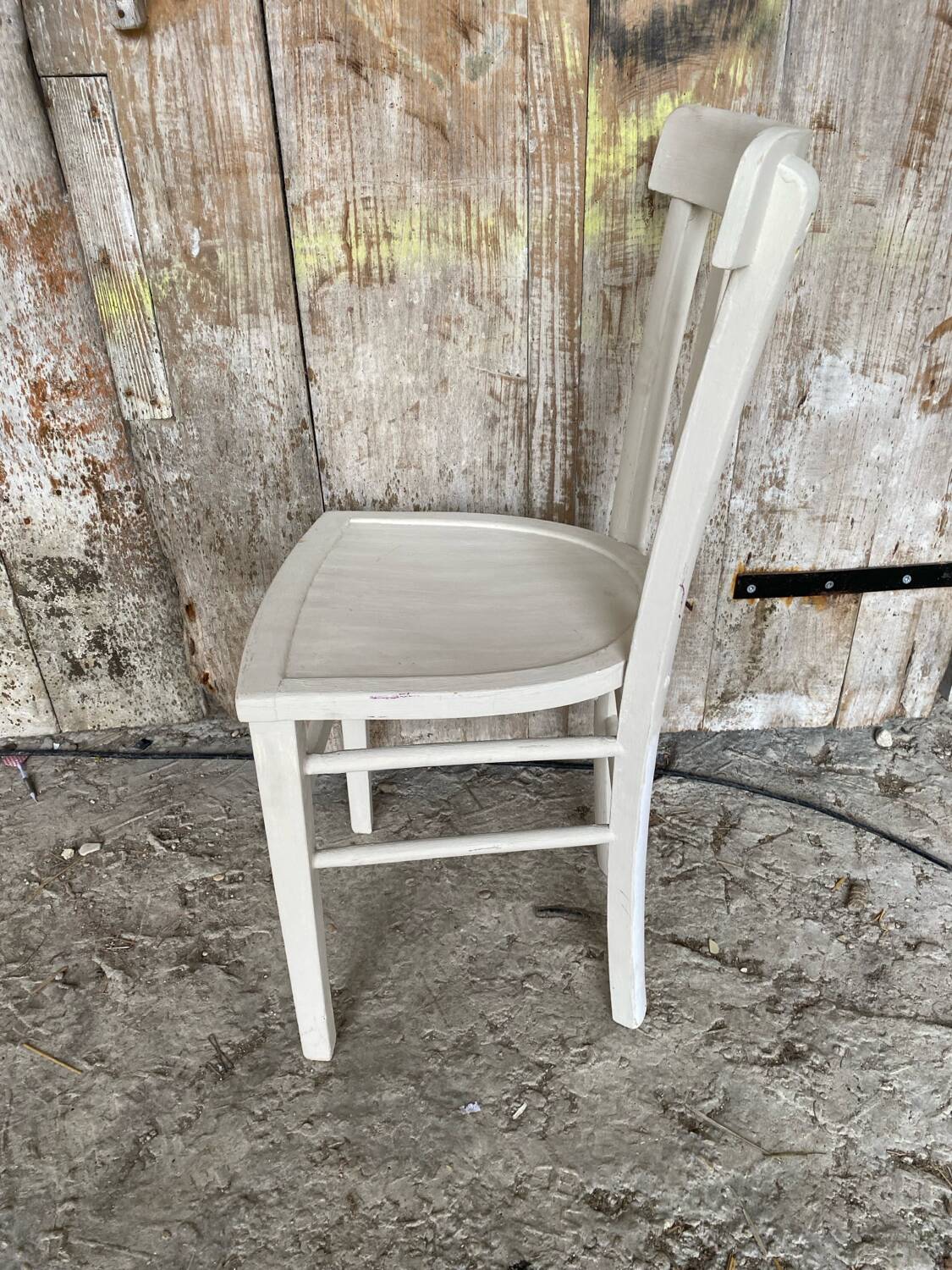 Vintage white wood baumann bistro chair old style #d541